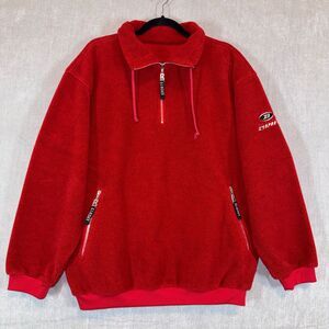 VTG 90s Bogner Sport Oversized Fleece 1/4 Zip Pullover Red Large Made in Canada